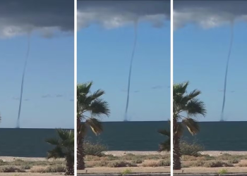 Tromba marina se forma frente a Puerto Libertad, Sonora; condiciones fueron favorecidas por Frente Frío número 3