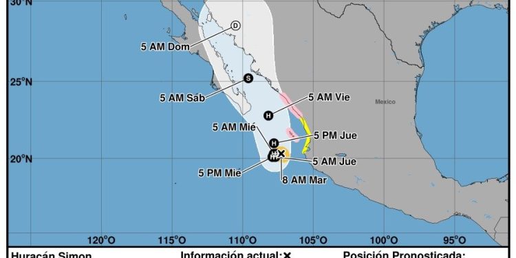 El huracán Simón cambia su trayectoria hacia Ciudad Obregón, Sonora, y reduce posibilidades de lluvias para Sinaloa