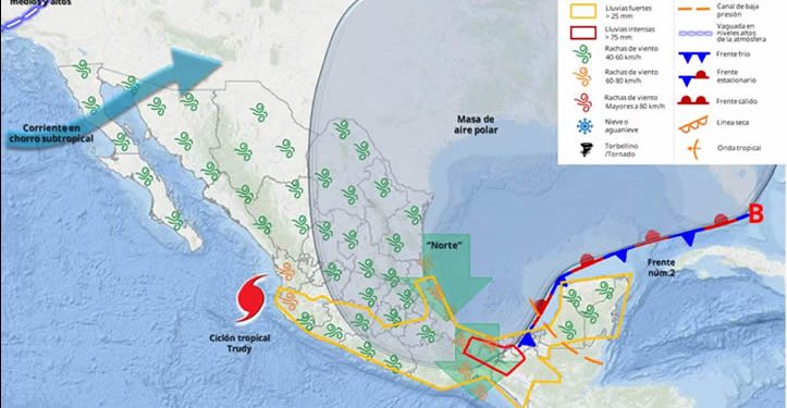 Masa de aire polar del frente 2 azotará con frío y lluvias de lunes a jueves: pronóstico por estado
