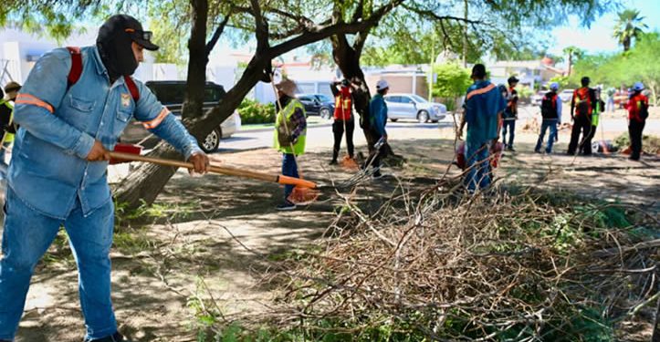 Avanzan jornadas intensas de limpieza en calles y camellones de Hermosillo