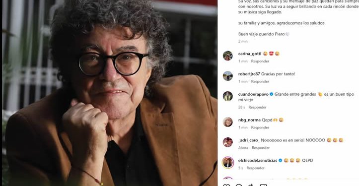A los 81 años murió Piero, el cantante de “Mi viejo” y referente de la canción popular