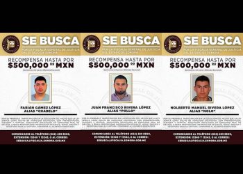 Ofrece FGJE 1.5 mdp de recompensa por información que ayude a ubicar y capturar a tres delincuentes