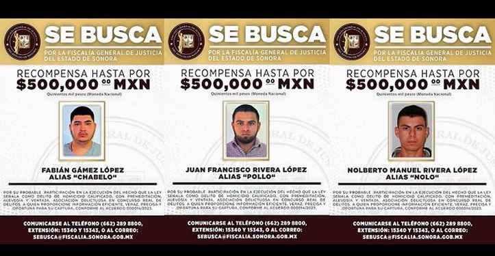 Ofrece FGJE 1.5 mdp de recompensa por información que ayude a ubicar y capturar a tres delincuentes